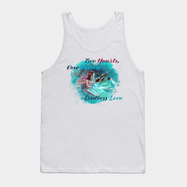 Sapphire Serenity: A Mermaid's Touch (Cerulean Heart w/ Text) Tank Top by DJ45Artworks